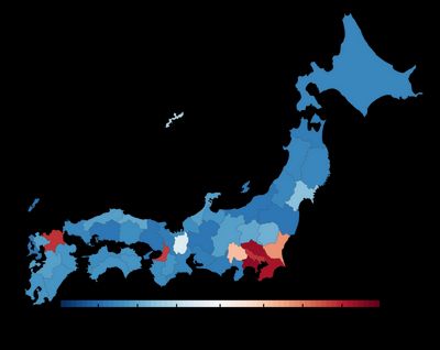 Map of migrations in Japan 2021